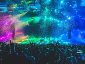concert image with rainbow lights